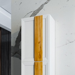 Бриклаер Шкаф подвесной Берлин 40x60 белый с ручкой дуб золотой – фотография-2